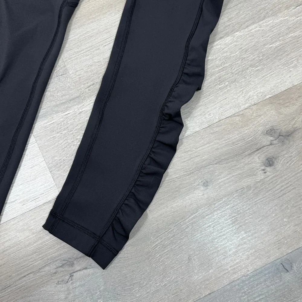 Lululemon‎ Speed Ruched Ankle Striped Waist Leggings Black White 4